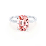 PARIS - Chatham® Elongated Cushion Champagne Sapphire & Diamond 18k White Gold Petite Hidden Halo