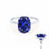 PARIS - Elongated Cushion Blue Sapphire & Diamond 950 Platinum Petite Hidden Halo