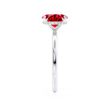 PARIS - Chatham® Elongated Cushion Ruby & Diamond 950 Platinum Petite Hidden Halo