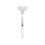 PARIS - Elongated Cushion Natural Diamond 18k White Gold Hidden Halo Engagement Ring Lily Arkwright