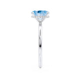 PARIS - Chatham® Elongated Cushion Aqua Spinel & Diamond 18k White Gold Petite Hidden Halo
