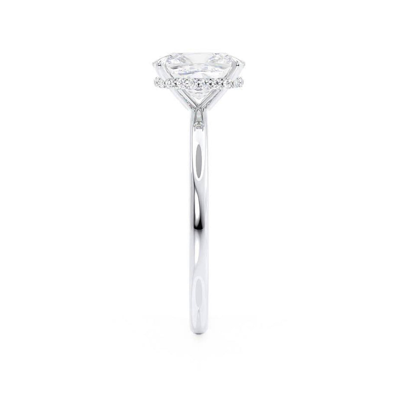 PARIS - Elongated Cushion Natural Diamond Platinum Hidden Halo Engagement Ring Lily Arkwright