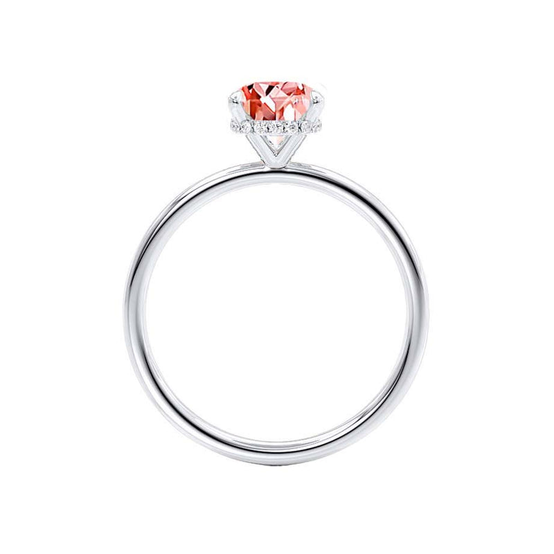 PARIS - Chatham® Elongated Cushion Champagne Sapphire & Diamond 18k White Gold Petite Hidden Halo
