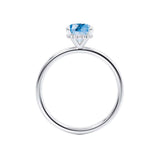 PARIS - Chatham® Elongated Cushion Aqua Spinel & Diamond 18k White Gold Petite Hidden Halo
