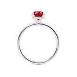 PARIS - Chatham® Elongated Cushion Ruby & Diamond 950 Platinum Petite Hidden Halo