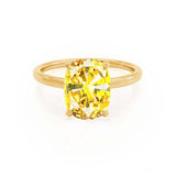 PARIS - Chatham® Elongated Cushion Yellow Sapphire & Diamond 18k Yellow Gold Petite Hidden Halo