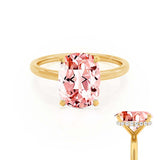 PARIS - Chatham® Elongated Cushion Champagne Sapphire & Diamond 18k Yellow Gold Petite Hidden Halo