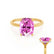 PARIS - Elongated Cushion Pink Sapphire & Diamond 18k Yellow Gold Petite Hidden Halo