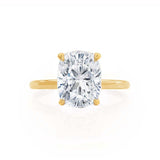 PARIS - Elongated Cushion Natural Diamond 18k Yellow Gold Hidden Halo Engagement Ring Lily Arkwright