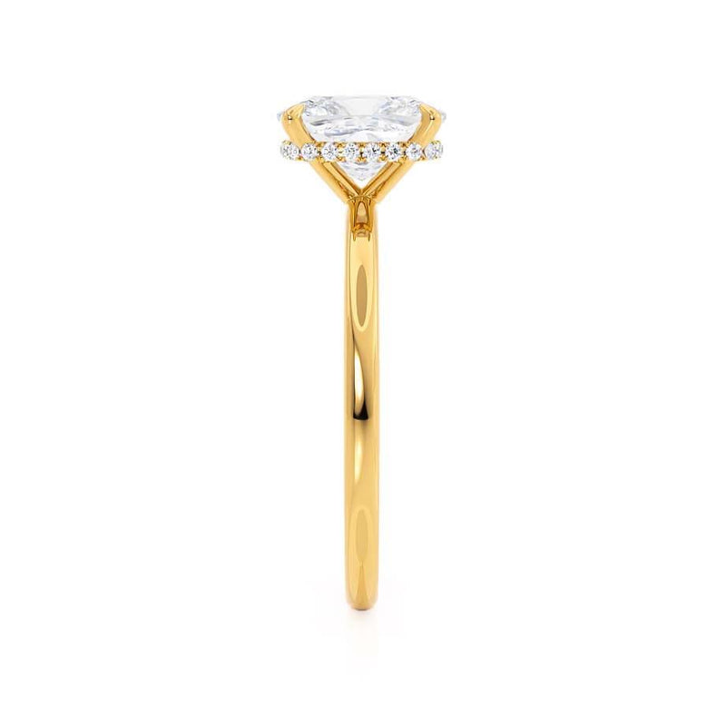 PARIS - Elongated Cushion Natural Diamond 18k Yellow Gold Hidden Halo Engagement Ring Lily Arkwright