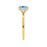 PARIS - Chatham® Elongated Cushion Aqua Spinel & Diamond 18k Yellow Gold Petite Hidden Halo