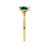 PARIS - Chatham® Elongated Cushion Emerald & Diamond 18k Yellow Gold Petite Hidden Halo