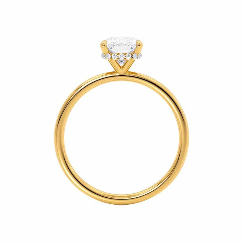 PARIS - Elongated Cushion Natural Diamond 18k Yellow Gold Hidden Halo Engagement Ring Lily Arkwright