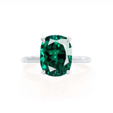PARIS - Chatham® Elongated Cushion Emerald & Diamond 950 Platinum Petite Hidden Halo