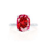 PARIS - Chatham® Elongated Cushion Ruby & Diamond 950 Platinum Petite Hidden Halo