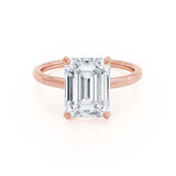 PARIS - Emerald Natural Diamond & Diamond 18k Rose Gold Hidden Halo Solitaire Engagement Ring Lily Arkwright