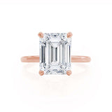 PARIS - Emerald Natural Diamond & Diamond 18k Rose Gold Hidden Halo Solitaire Engagement Ring Lily Arkwright