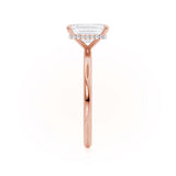 PARIS - Emerald Natural Diamond & Diamond 18k Rose Gold Hidden Halo Solitaire Engagement Ring Lily Arkwright