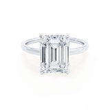 PARIS - Emerald Natural Diamond & Diamond 18k White Gold Hidden Halo Solitaire Engagement Ring Lily Arkwright