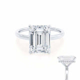 PARIS - Emerald Natural Diamond & Diamond 18k White Gold Hidden Halo Solitaire Engagement Ring Lily Arkwright