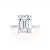 PARIS - Emerald Natural Diamond & Diamond 18k White Gold Hidden Halo Solitaire Engagement Ring Lily Arkwright