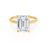 PARIS - Emerald Natural Diamond & Diamond 18k Yellow Gold Hidden Halo Solitaire Engagement Ring Lily Arkwright