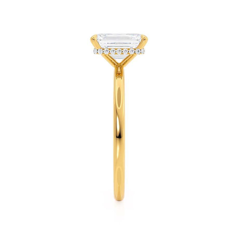 PARIS - Emerald Natural Diamond & Diamond 18k Yellow Gold Hidden Halo Solitaire Engagement Ring Lily Arkwright