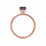 PARIS - Chatham® Oval Alexandrite & Diamond 18k Rose Gold Petite Hidden Halo