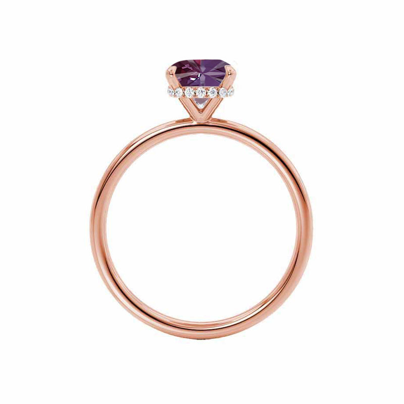PARIS - Chatham® Oval Alexandrite & Diamond 18k Rose Gold Petite Hidden Halo