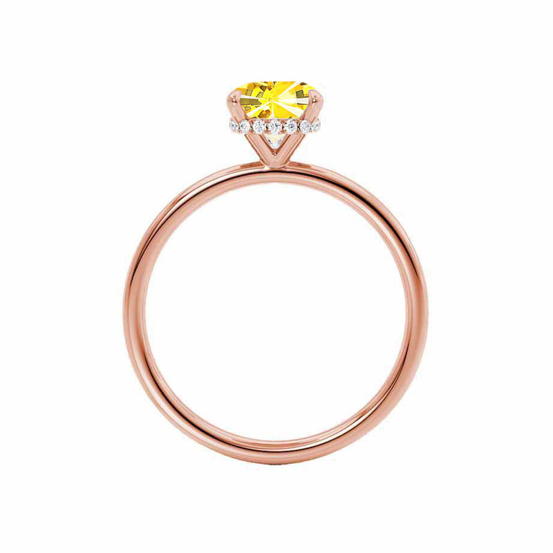 PARIS - Chatham® Oval Yellow Sapphire & Diamond 18k Rose Gold Petite Hidden Halo