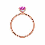 PARIS - Chatham® Oval Pink Sapphire & Diamond 18k Rose Gold Petite Hidden Halo