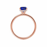PARIS - Chatham® Oval Blue Sapphire & Diamond 18k Rose Gold Petite Hidden Halo