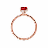 PARIS - Chatham® Oval Ruby & Diamond 18k Rose Gold Petite Hidden Halo