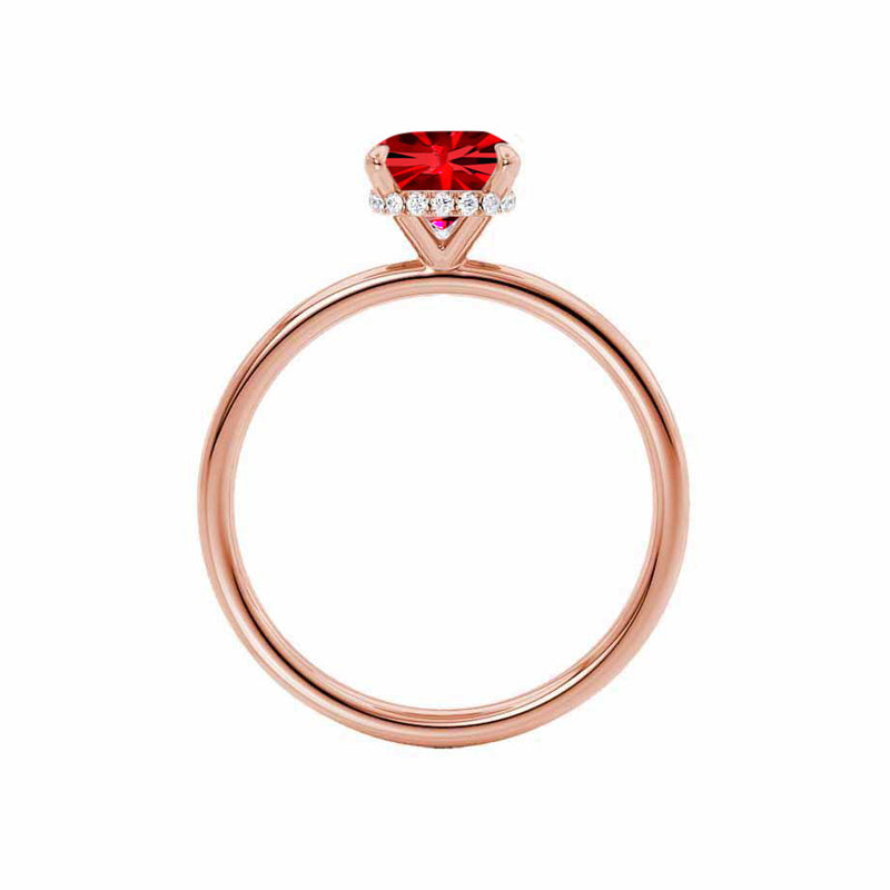 PARIS - Chatham® Oval Ruby & Diamond 18k Rose Gold Petite Hidden Halo