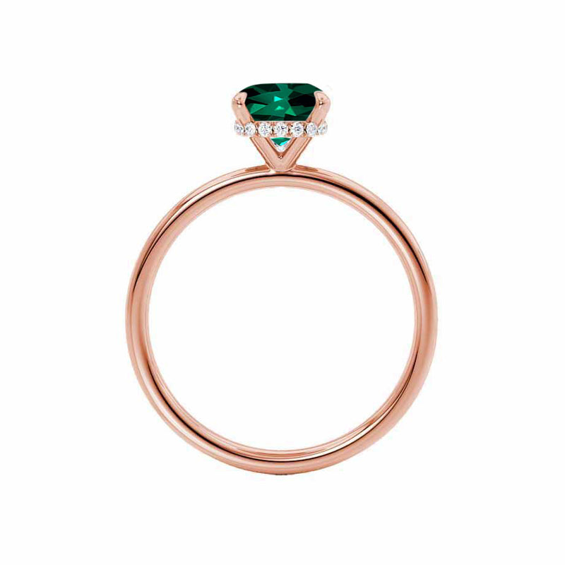 PARIS - Chatham® Oval Emerald & Diamond 18k Rose Gold Petite Hidden Halo