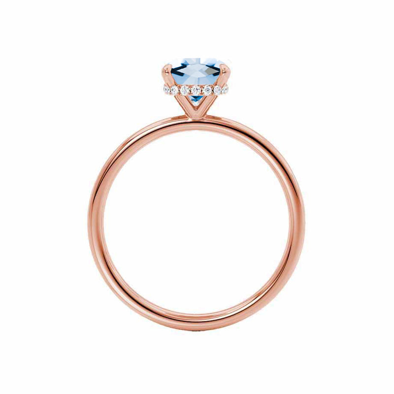 PARIS - Chatham® Oval Aqua Spinel & Diamond 18k Rose Gold Petite Hidden Halo