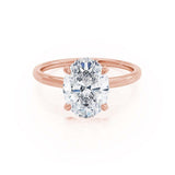 PARIS - Oval natural Diamond 18k Rose Gold Hidden Halo Engagement Ring Lily Arkwright