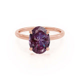 PARIS - Chatham® Oval Alexandrite & Diamond 18k Rose Gold Petite Hidden Halo