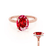PARIS - Chatham® Oval Ruby & Diamond 18k Rose Gold Petite Hidden Halo