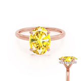 PARIS - Chatham® Oval Yellow Sapphire & Diamond 18k Rose Gold Petite Hidden Halo