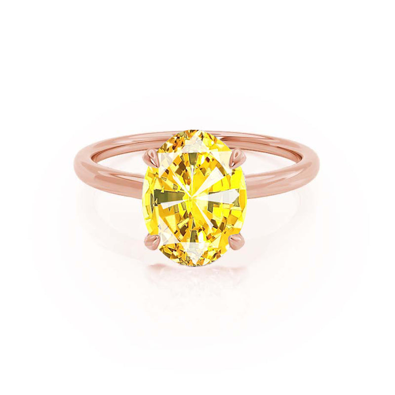 PARIS - Chatham® Oval Yellow Sapphire & Diamond 18k Rose Gold Petite Hidden Halo