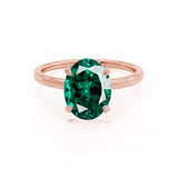 PARIS - Chatham® Oval Emerald & Diamond 18k Rose Gold Petite Hidden Halo