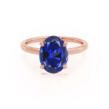 PARIS - Chatham® Oval Blue Sapphire & Diamond 18k Rose Gold Petite Hidden Halo