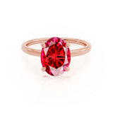 PARIS - Chatham® Oval Ruby & Diamond 18k Rose Gold Petite Hidden Halo
