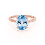 PARIS - Chatham® Oval Aqua Spinel & Diamond 18k Rose Gold Petite Hidden Halo