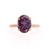 PARIS - Chatham® Oval Alexandrite & Diamond 18k Rose Gold Petite Hidden Halo