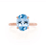 PARIS - Chatham® Oval Aqua Spinel & Diamond 18k Rose Gold Petite Hidden Halo
