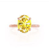 PARIS - Chatham® Oval Yellow Sapphire & Diamond 18k Rose Gold Petite Hidden Halo