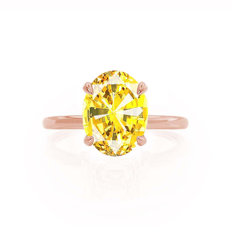 PARIS - Chatham® Oval Yellow Sapphire & Diamond 18k Rose Gold Petite Hidden Halo