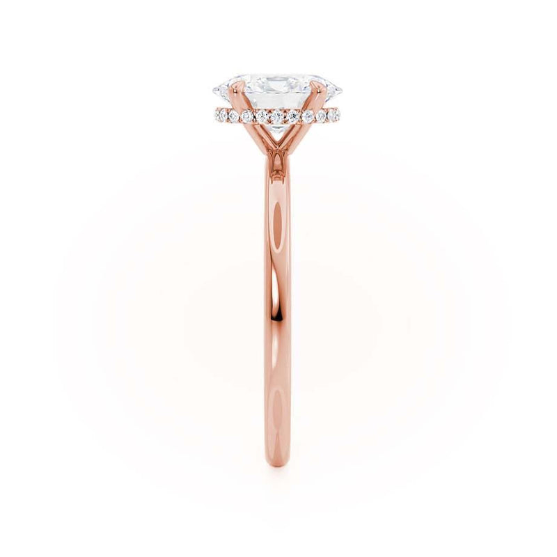 PARIS - Oval natural Diamond 18k Rose Gold Hidden Halo Engagement Ring Lily Arkwright